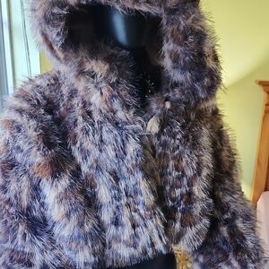 Faux Fur Cropped Hooded Jacket